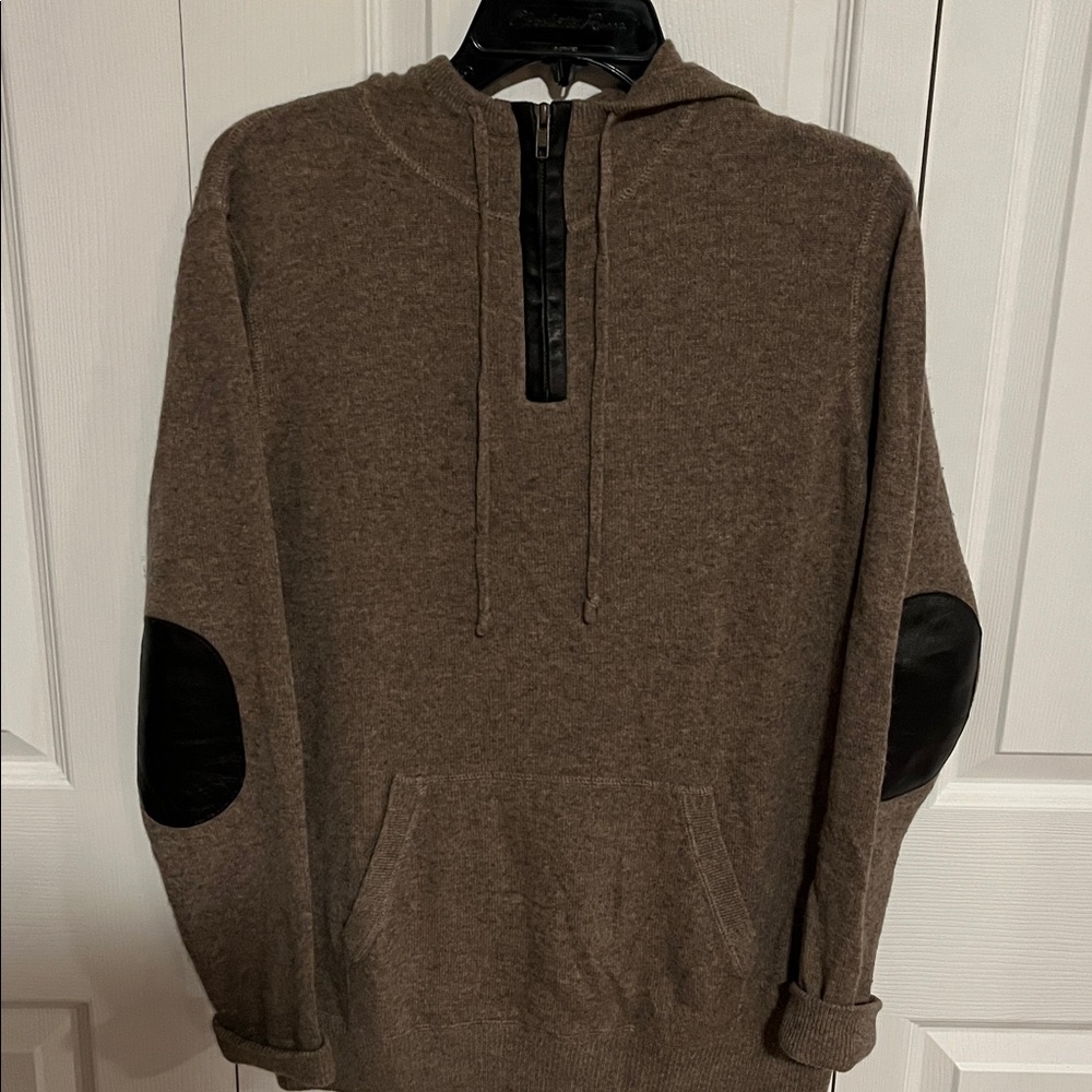Autumn Cashmere Taupe Hoodie with Black Trim